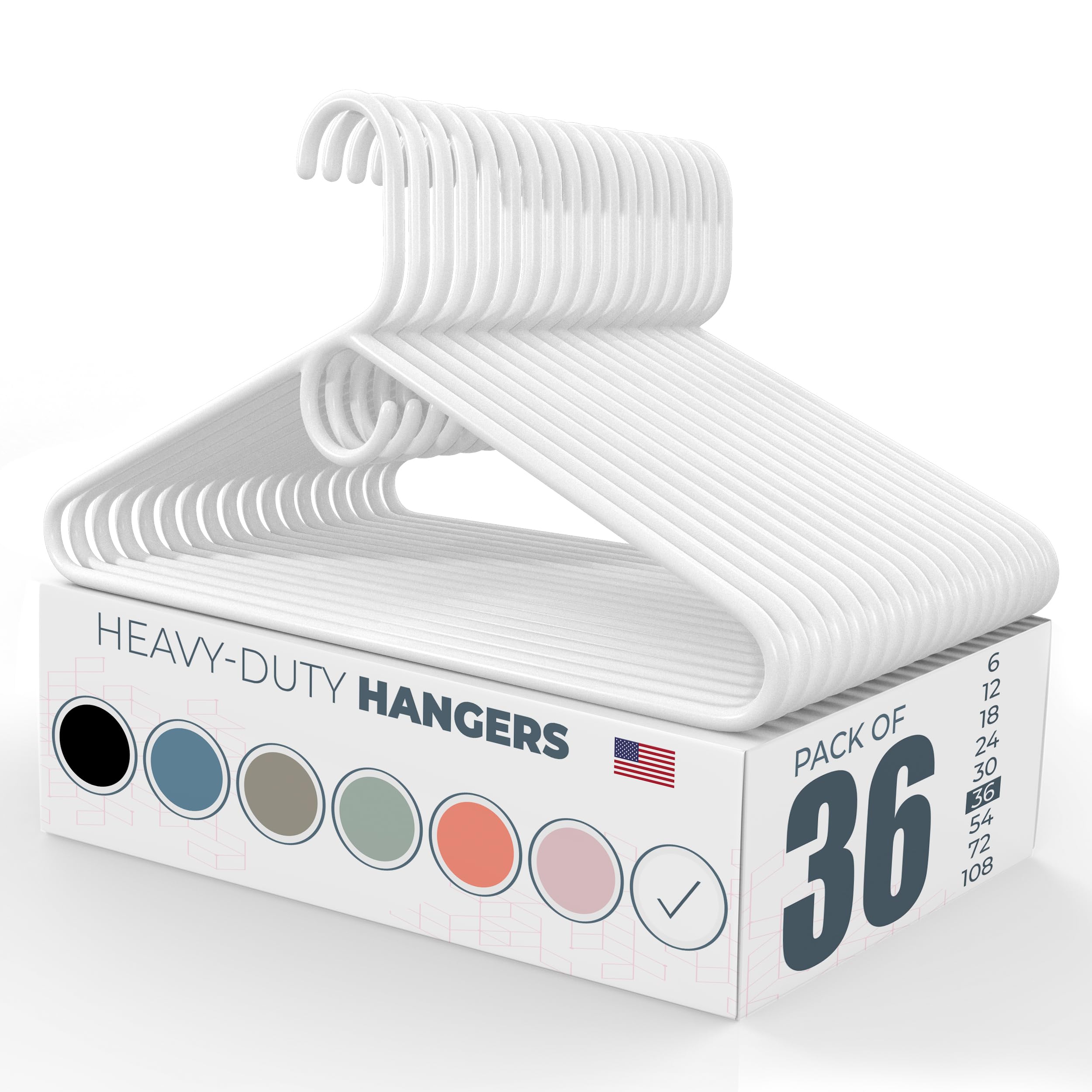 Neaties Heavy Duty Plastic Clothes Hangers Bulk, Jacket Coat Hangers, Thick Plastic Hanger for Closet and Clothing Hangars (36pk White) Neaties Heavy Duty Plastic Clothes Hangers Bulk, Jacket Coat Hangers, Thick Plastic Hanger for Closet and Clothing Hangars (36pk White)