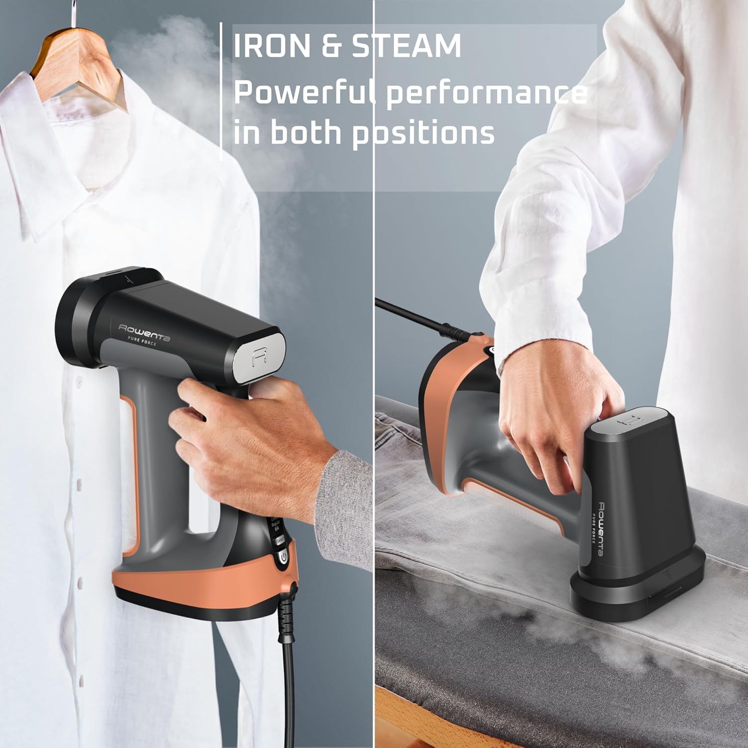 Rowenta Iron Steamer for Clothes, 3in1 Hand Held Steamers, Clothing Steamer, Ironing, 7.1 Oz Tank, 1875 Watts, Black & Copper Rowenta Iron Steamer for Clothes, 3in1 Hand Held Steamers, Clothing Steamer, Ironing, 7.1 Oz Tank, 1875 Watts, Black & Copper - Image 7