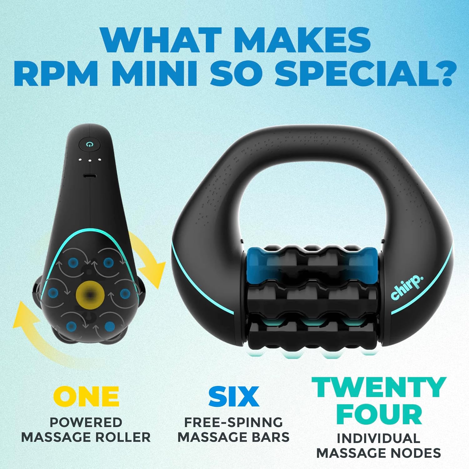 Chirp RPM Mini - Rolling Percussive Massager, Percussive Therapy, Whole Body Relief, Deep Tissue and Muscle Recovery, 3-Speed Spin Chirp RPM Mini - Rolling Percussive Massager, Percussive Therapy, Whole Body Relief, Deep Tissue and Muscle Recovery, 3-Speed Spin - Image 5