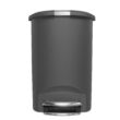 simplehuman 50 Liter, 13 Gallon Semi-Round Kitchen Step Trash Can with Secure Slide Lock, Grey Plastic