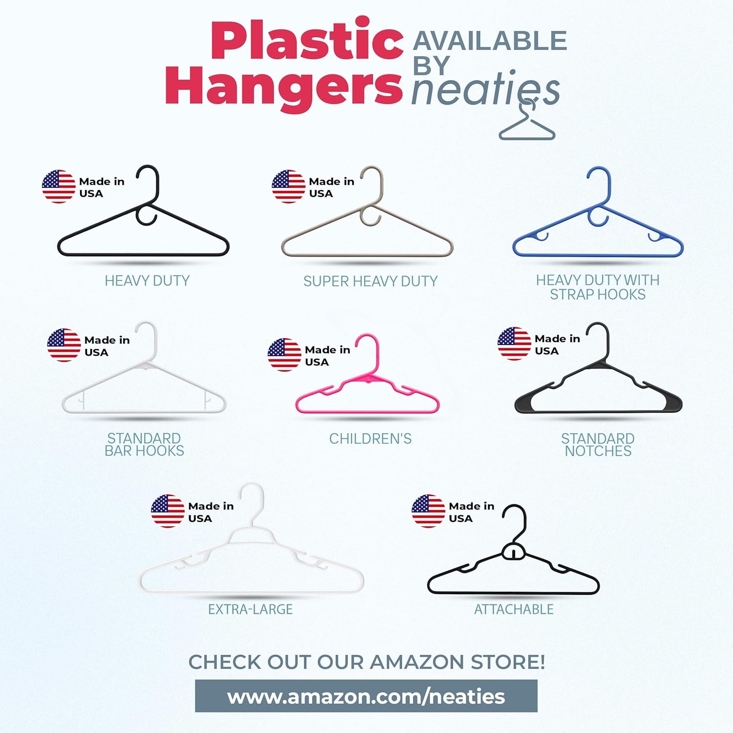 Neaties Heavy Duty Plastic Clothes Hangers Bulk, Jacket Coat Hangers, Thick Plastic Hanger for Closet and Clothing Hangars (36pk Blue) Neaties Heavy Duty Plastic Clothes Hangers Bulk, Jacket Coat Hangers, Thick Plastic Hanger for Closet and Clothing Hangars (36pk Blue) - Image 2