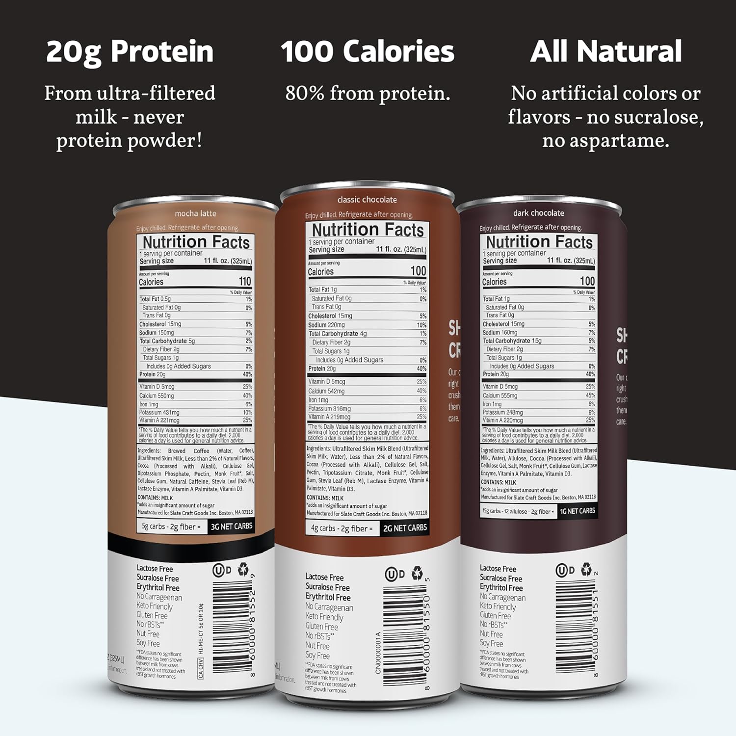Slate Milk - Chocolate Variety Pack - Chocolate, Dark Chocolate, Mocha Latte - 11 fl oz, 12 Cans Slate Milk - Chocolate Variety Pack - Chocolate, Dark Chocolate, Mocha Latte - 11 fl oz, 12 Cans - Image 4