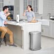 simplehuman 45 Liter, 12 Gallon Rectangular Hands-Free Kitchen Step Trash Can with Soft-Close Lid, Brushed Stainless Steel