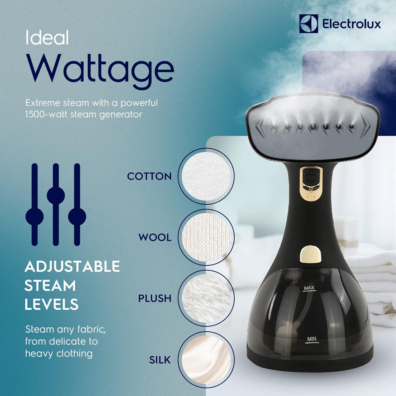 Electrolux Steamer for Clothes, 1500 Watt Portable Handheld Fabric and Garment Steamer with Lint Remover & Fabric Brush, Black Electrolux Steamer for Clothes, 1500 Watt Portable Handheld Fabric and Garment Steamer with Lint Remover & Fabric Brush, Black - Image 5