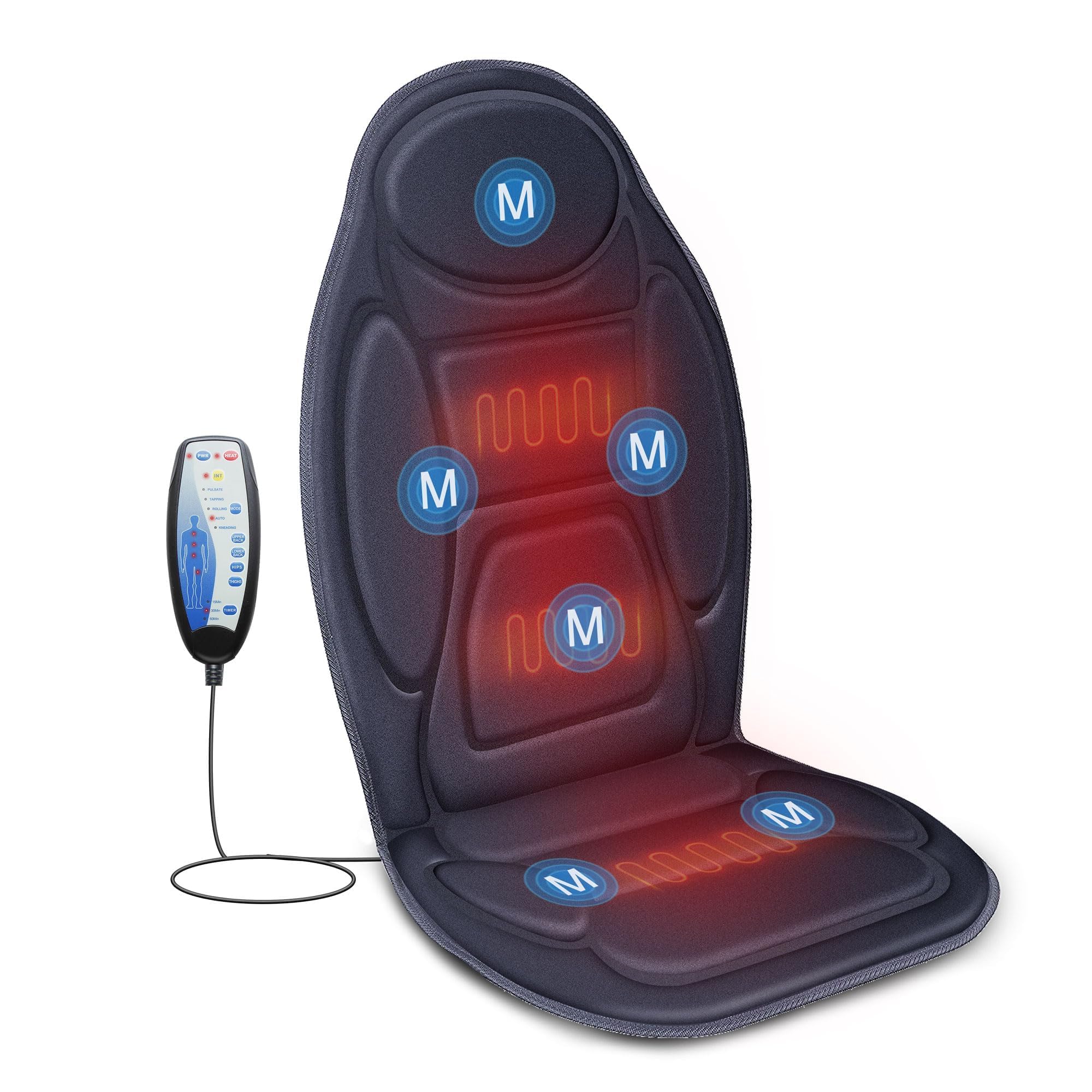 Snailax Vibration Back Massager with Heat, Massage Seat Cushion with 6 Vibrating Motors and 2 Heat Levels Snailax Vibration Back Massager with Heat, Massage Seat Cushion with 6 Vibrating Motors and 2 Heat Levels
