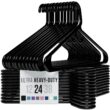 NEATERIZE Ultra Heavy Duty Plastic Clothes Hangers - Black - Durable Coat, Suit and Clothes Hanger. Perchas De Ropa (24 Pack - Black)
