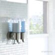 simplehuman Double Wall Mount Shower Pump, 2 x 15 fl. oz. Shampoo and Soap Dispensers, Stainless Steel
