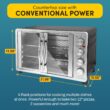 Elite Gourmet ETO-4510M French Door 47.5Qt, 18-Slice Convection Oven 4-Control Knobs, Stainless Steel