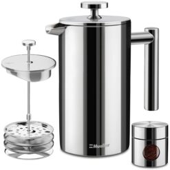 Mueller French Press Coffee Maker 34oz, Stainless Steel French Press Coffee, Dishwasher Safe Coffee Pot