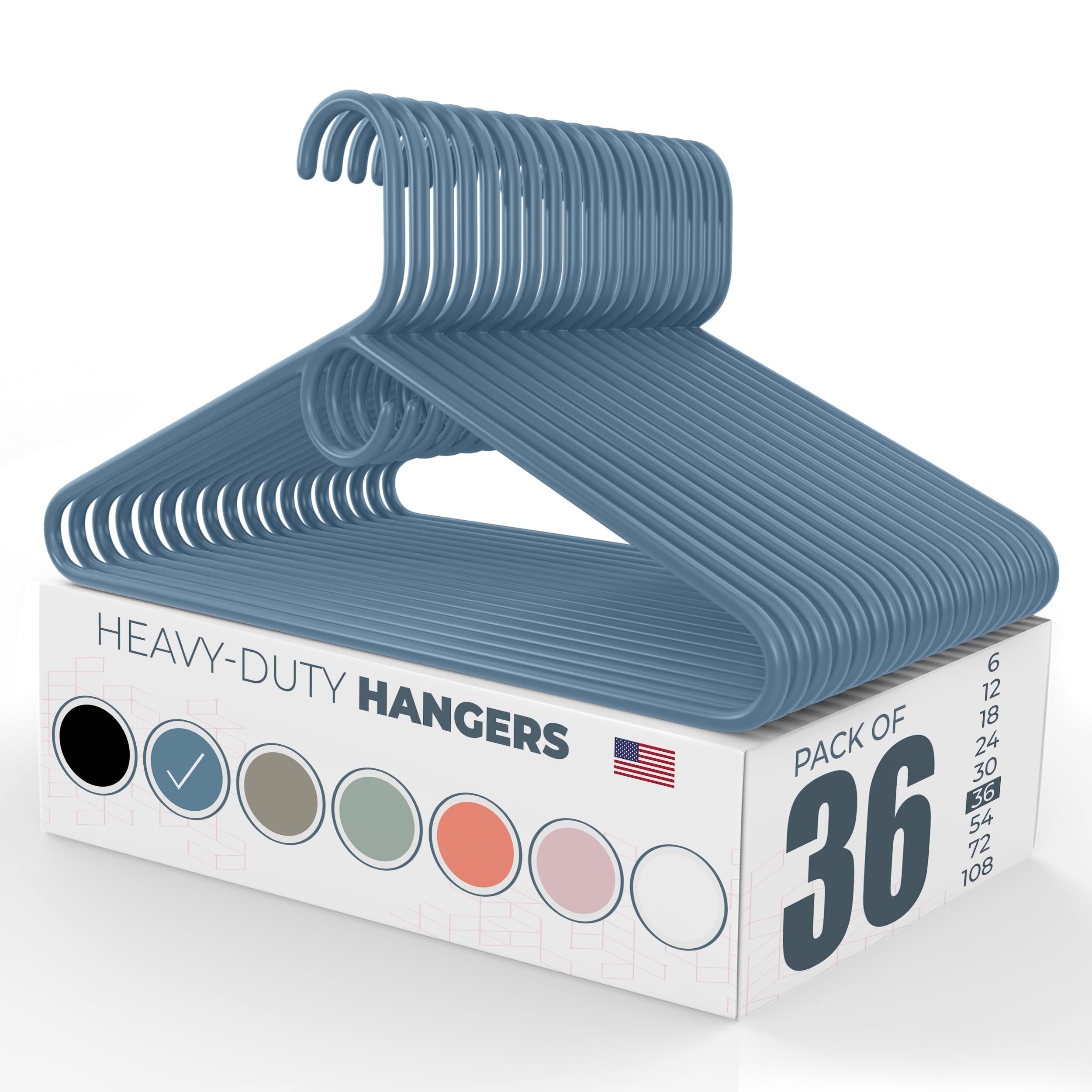 Neaties Heavy Duty Plastic Clothes Hangers Bulk, Jacket Coat Hangers, Thick Plastic Hanger for Closet and Clothing Hangars (36pk Blue) Neaties Heavy Duty Plastic Clothes Hangers Bulk, Jacket Coat Hangers, Thick Plastic Hanger for Closet and Clothing Hangars (36pk Blue)