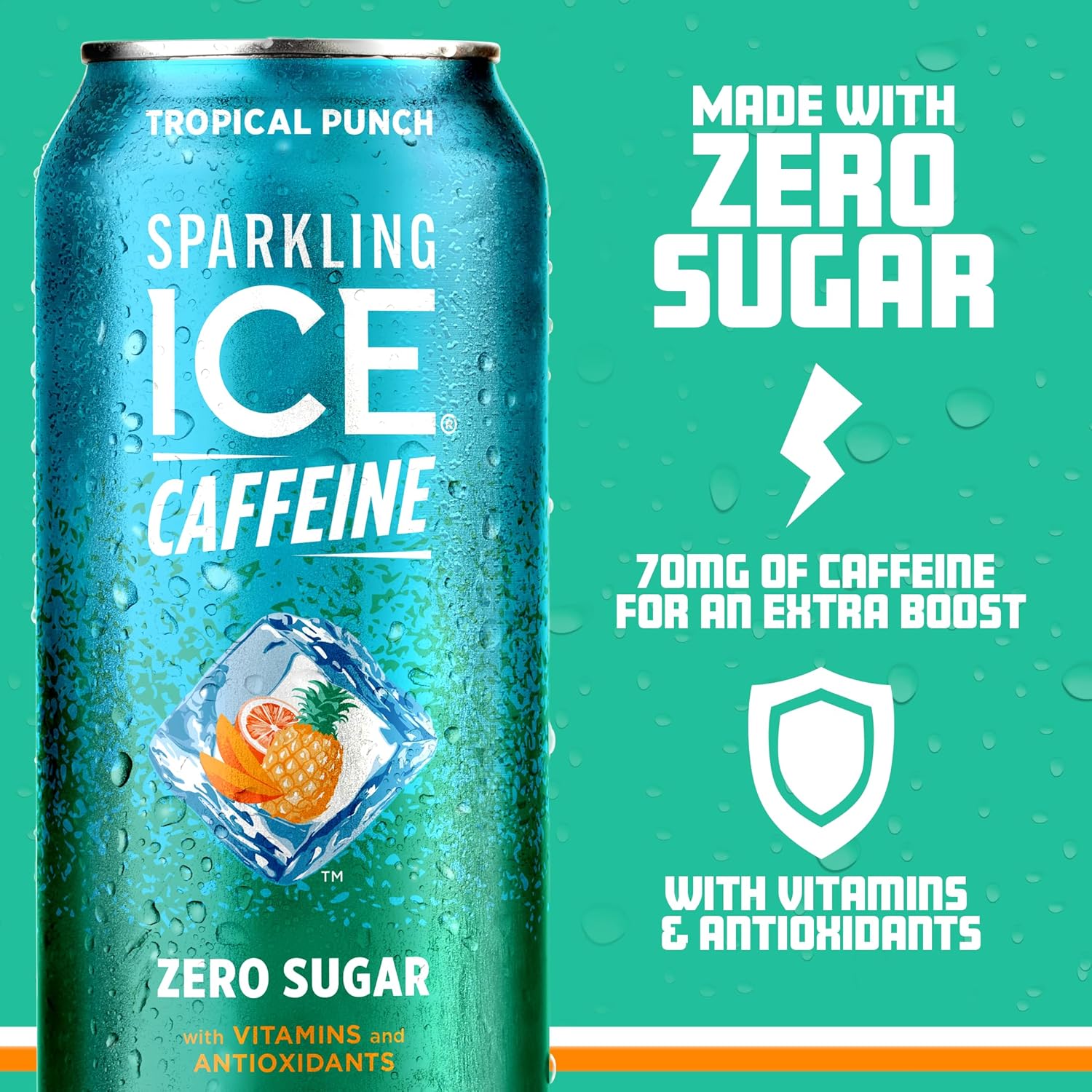 Sparkling Ice Caffeine Tropical Punch Sparkling Water with Caffeine, Zero Sugar, with Antioxidants and Vitamins,16 fl oz Cans (Pack Of 12) Sparkling Ice Caffeine Tropical Punch Sparkling Water with Caffeine, Zero Sugar, with Antioxidants and Vitamins,16 fl oz Cans (Pack Of 12) - Image 5