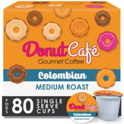 Donut Café - Coffee Gourmet Pods, Colombian Blend, Medium Roast – Non-GMO, Gluten Free – 80 Count