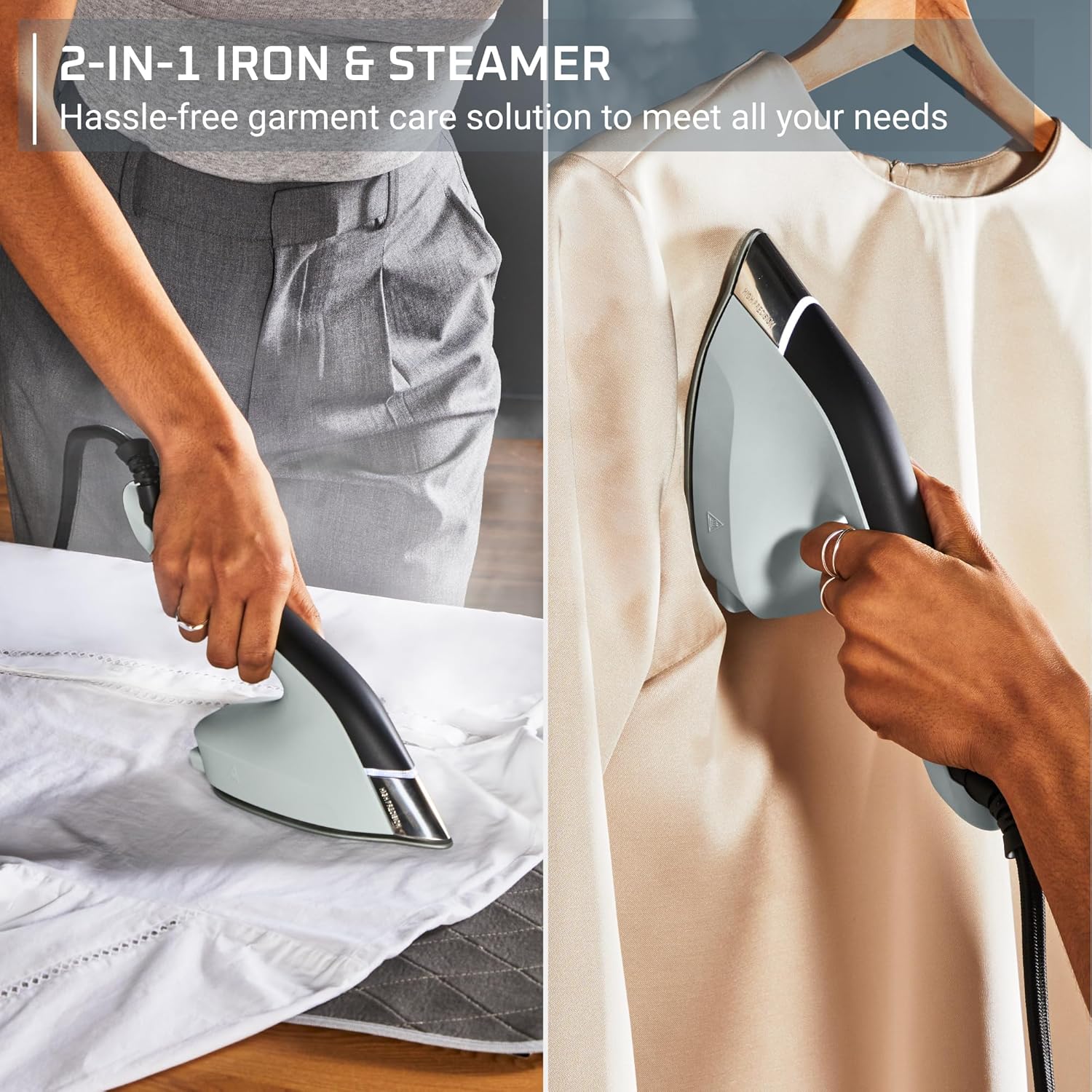 Rowenta 2-in-1 Duo Force Iron and Steamer for Clothes, 1700W Steam Iron, Stainless Steel Soleplate, Ultra-lightweight, Black & Green Rowenta 2-in-1 Duo Force Iron and Steamer for Clothes, 1700W Steam Iron, Stainless Steel Soleplate, Ultra-lightweight, Black & Green - Image 7