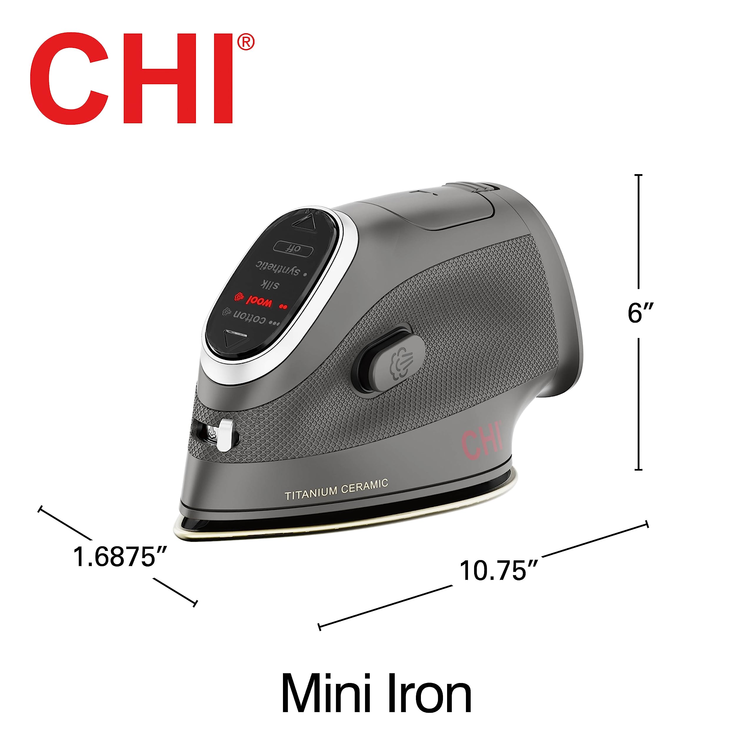 CHI Mini Steam Iron for Clothes, Sewing, Crafting and Travel with Titanium Infused Ceramic Soleplate, 1000 Watts, XL 10’ Cord, Black (13120) CHI Mini Steam Iron for Clothes, Sewing, Crafting and Travel with Titanium Infused Ceramic Soleplate, 1000 Watts, XL 10’ Cord, Black (13120) - Image 2