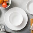 Corelle Vitrelle 18-Piece Service for 6 Dinnerware Set, Triple Layer Glass and Chip Resistant, Winter Frost White