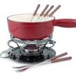 Swissmar KF-66517 Lugano 2-Quart Cast Iron Cheese Fondue Set, 9-Piece, Cherry Red