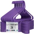 NEATERIZE Ultra Heavy Duty Plastic Clothes Hangers - Purple - Durable Coat, Suit and Clothes Hanger. Perchas De Ropa (24 Pack - Purple)