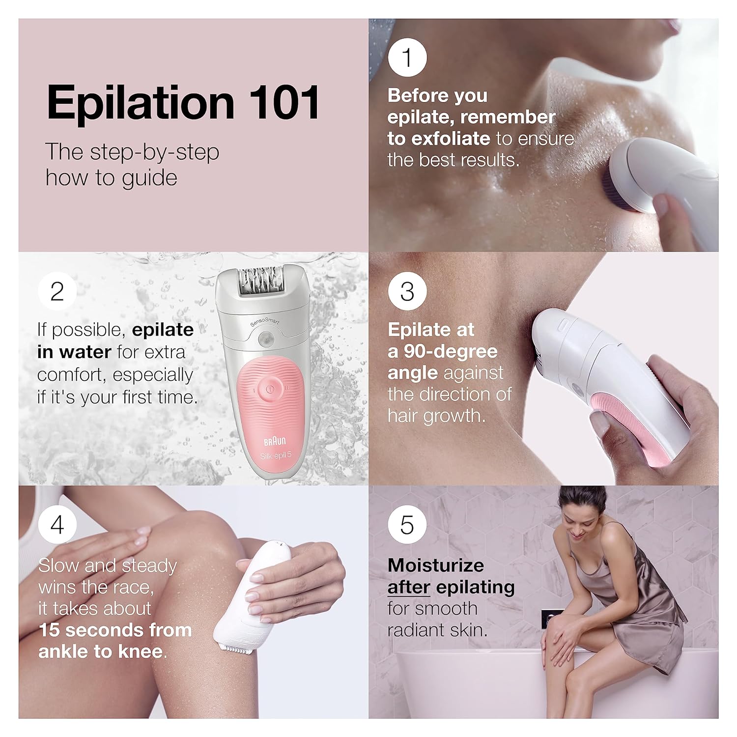 Braun Epilator Silk-épil 5 5-620, Hair Removal Device, Epilator for Women, Shaver & Trimmer, Cordless, Rechargeable, Wet & Dry, 6 Piece Set Braun Epilator Silk-épil 5 5-620, Hair Removal Device, Epilator for Women, Shaver & Trimmer, Cordless, Rechargeable, Wet & Dry, 6 Piece Set - Image 3
