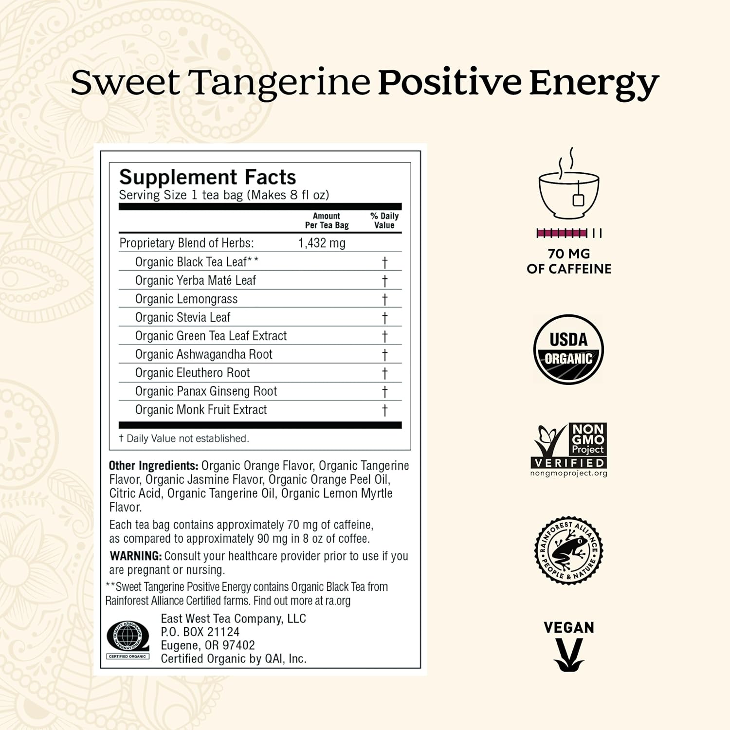 Yogi Sweet Tangerine Positive Energy Tea - 16 Tea Bags per Pack (6 Packs) - Organic Tangerine Energy Tea Yogi Sweet Tangerine Positive Energy Tea - 16 Tea Bags per Pack (6 Packs) - Organic Tangerine Energy Tea - Image 5