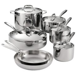 Tramontina Tri-Ply Clad Stainless Steel 12-Piece Cookware Set with Lids, Pots and Pans Kitchen Set, Made in Brazil