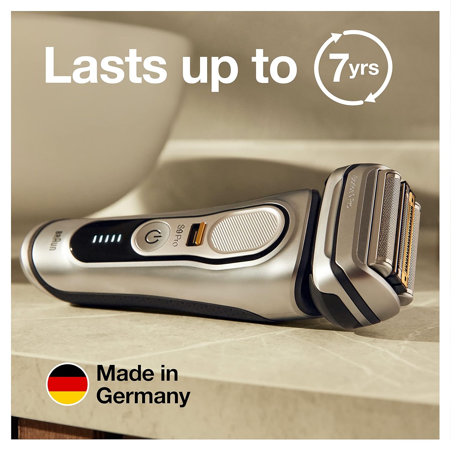 Braun Electric Razor for Men, Waterproof Foil Shaver, Series 9 Pro 9477cc, Wet & Dry Shave, with Portable Charging Case, Silver Braun Electric Razor for Men, Waterproof Foil Shaver, Series 9 Pro 9477cc, Wet & Dry Shave, with Portable Charging Case, Silver - Image 3