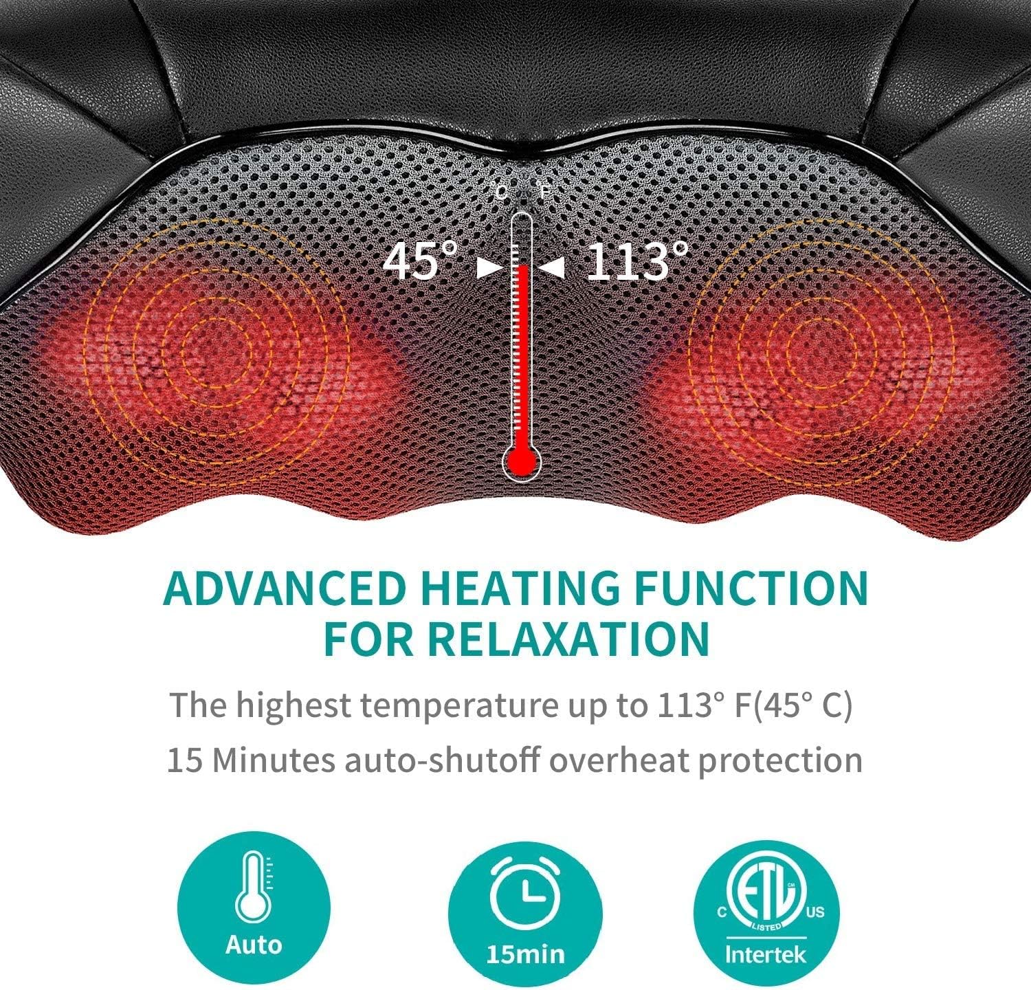 Shiatsu Neck and Back Massager with Soothing Heat, Nekteck Electric Deep Tissue 3D Kneading Massage Pillow Shiatsu Neck and Back Massager with Soothing Heat, Nekteck Electric Deep Tissue 3D Kneading Massage Pillow - Image 7