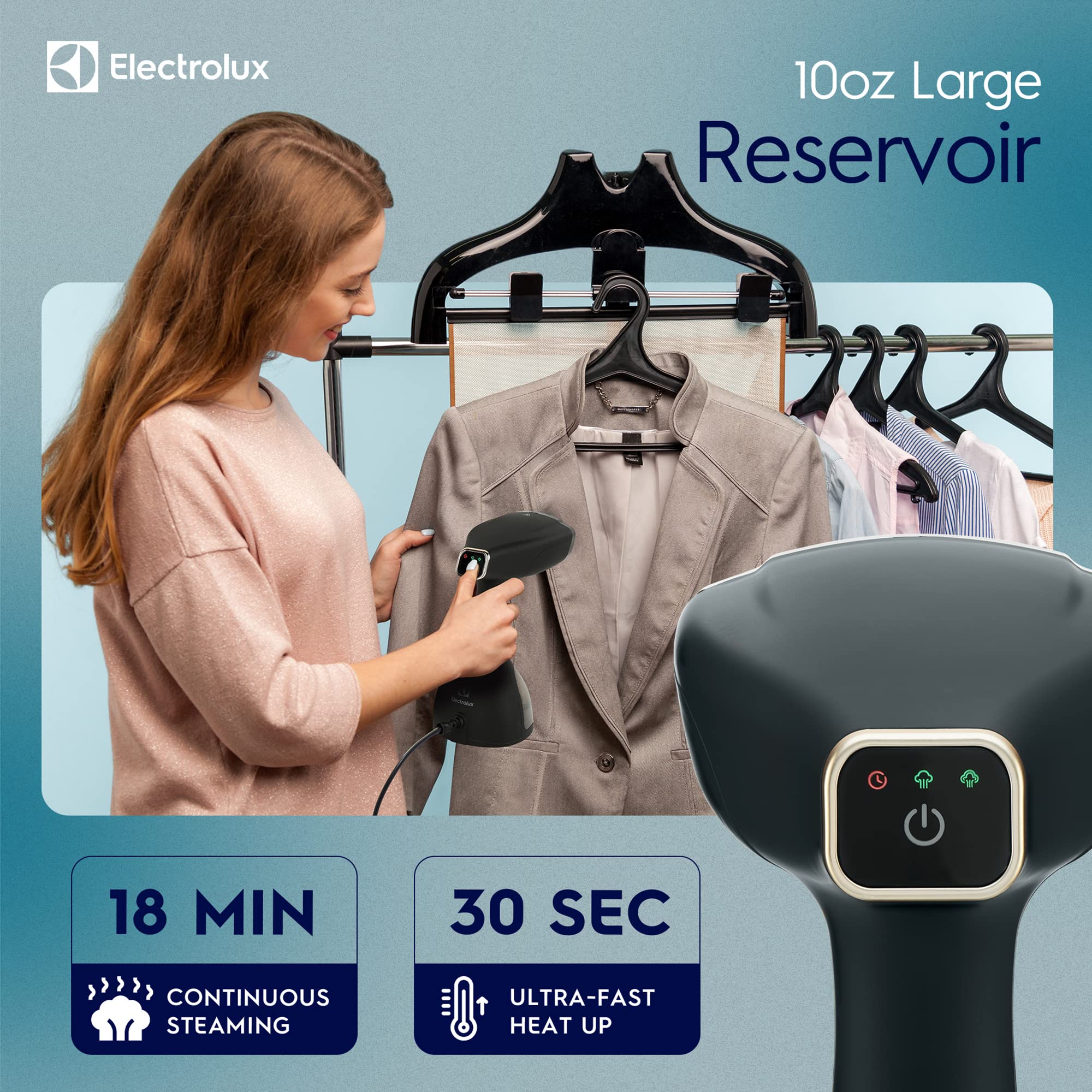 Electrolux Steamer for Clothes, 1500 Watt Portable Handheld Fabric and Garment Steamer with Lint Remover & Fabric Brush, Black Electrolux Steamer for Clothes, 1500 Watt Portable Handheld Fabric and Garment Steamer with Lint Remover & Fabric Brush, Black - Image 8