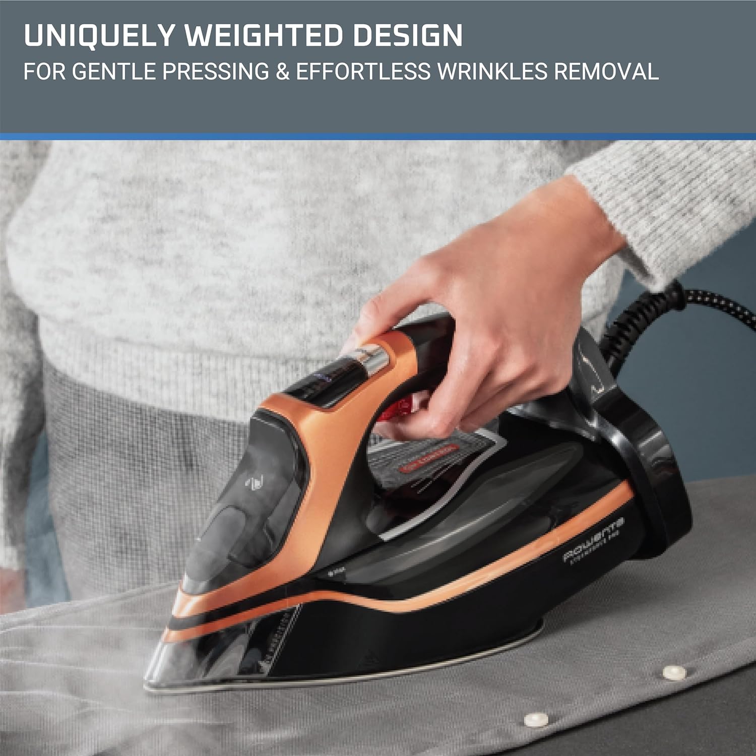 Rowenta Iron Steam Force Pro Stainless Steel Soleplate Steam Iron for Clothes, 400 Microsteam Holes, 1850 Watts Rowenta Iron Steam Force Pro Stainless Steel Soleplate Steam Iron for Clothes, 400 Microsteam Holes, 1850 Watts - Image 4