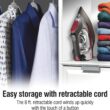 CHI Steam Iron for Clothes with 8’ Retractable Cord, 1700 Watts, 3-Way Auto Shutoff, 400+ Holes, Silver (13106)