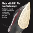 CHI Steam Iron for Clothes with 8’ Retractable Cord, 1700 Watts, 3-Way Auto Shutoff, 400+ Holes, Silver (13106)