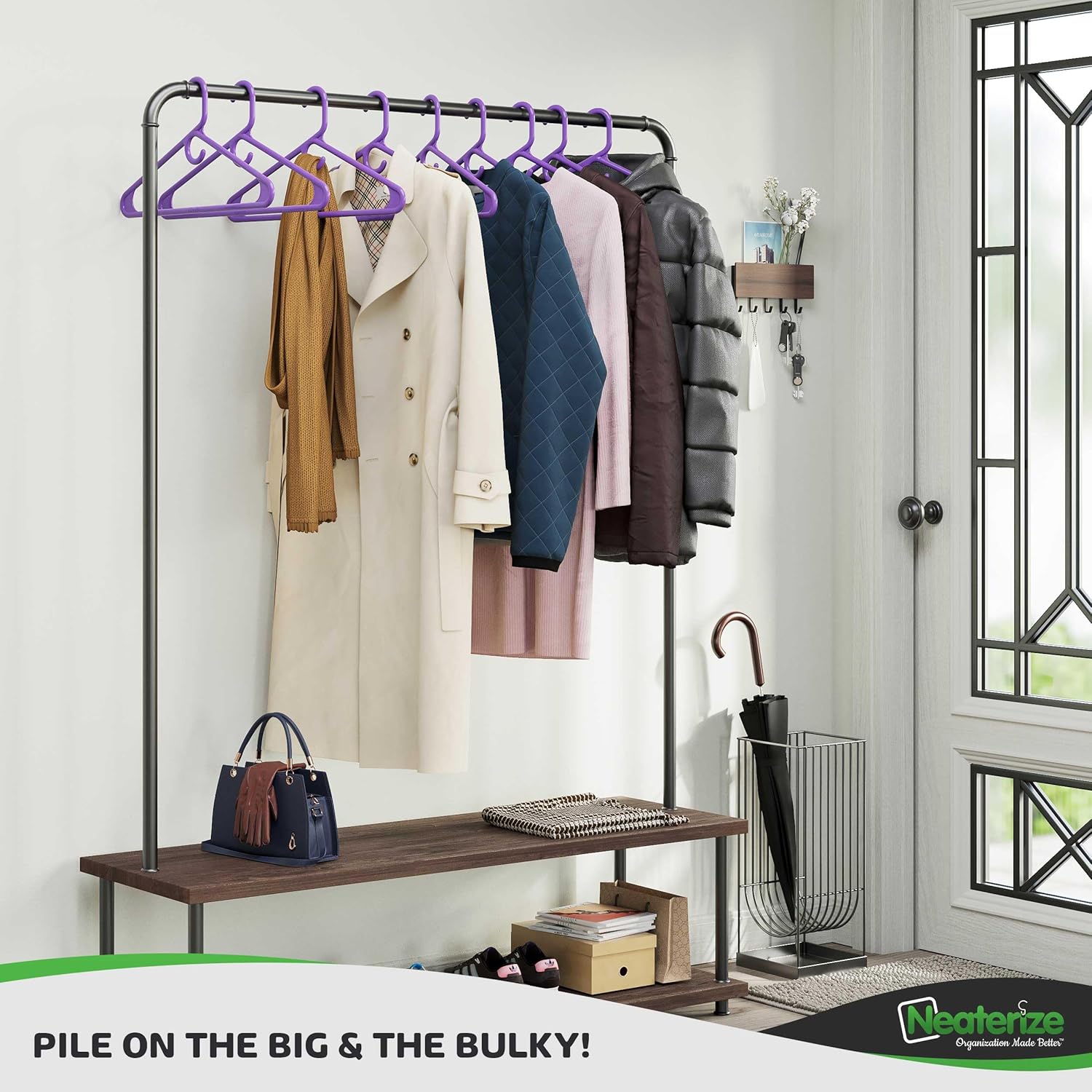 NEATERIZE Ultra Heavy Duty Plastic Clothes Hangers - Purple - Durable Coat, Suit and Clothes Hanger. Perchas De Ropa (24 Pack - Purple) NEATERIZE Ultra Heavy Duty Plastic Clothes Hangers - Purple - Durable Coat, Suit and Clothes Hanger. Perchas De Ropa (24 Pack - Purple) - Image 5