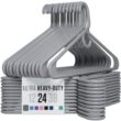 NEATERIZE Ultra Heavy Duty Plastic Clothes Hangers - Grey - Durable Coat, Suit and Clothes Hanger. Perchas De Ropa (24 Pack - Grey)