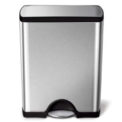 simplehuman 50 Liter, 13.0 Gallon Rectangular Kitchen Step Trash Can, Brushed Stainless Steel