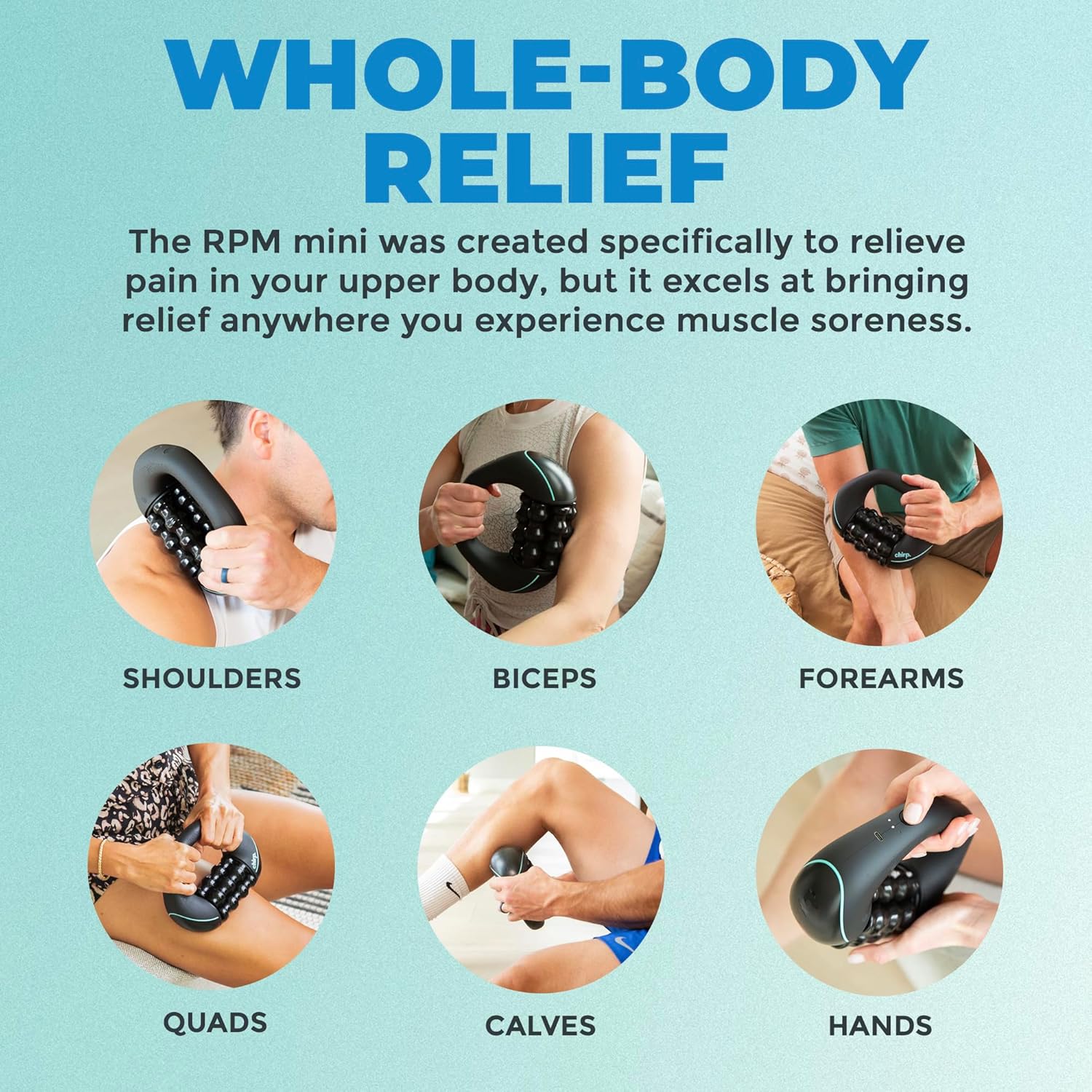 Chirp RPM Mini - Rolling Percussive Massager, Percussive Therapy, Whole Body Relief, Deep Tissue and Muscle Recovery, 3-Speed Spin Chirp RPM Mini - Rolling Percussive Massager, Percussive Therapy, Whole Body Relief, Deep Tissue and Muscle Recovery, 3-Speed Spin - Image 4