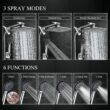 Veken High Pressure Rain Shower Head Combo with Extension Arm- Wide Showerhead with 6 Handheld Water Spray - Silver Chrome
