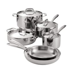 Tramontina Tri-Ply Clad Stainless Steel 10-Piece Cookware Set with Lids, Pots and Pans Kitchen Set
