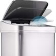 NINESTARS DZT-50-28SL Original Touchless Automatic Motion Sensor Trach Can, 13 Gal SL, Silver Trim