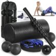 BORNEW Foam Roller Set - High Density Back Roller, Muscle Roller Stick,2 Foot Fasciitis Ball