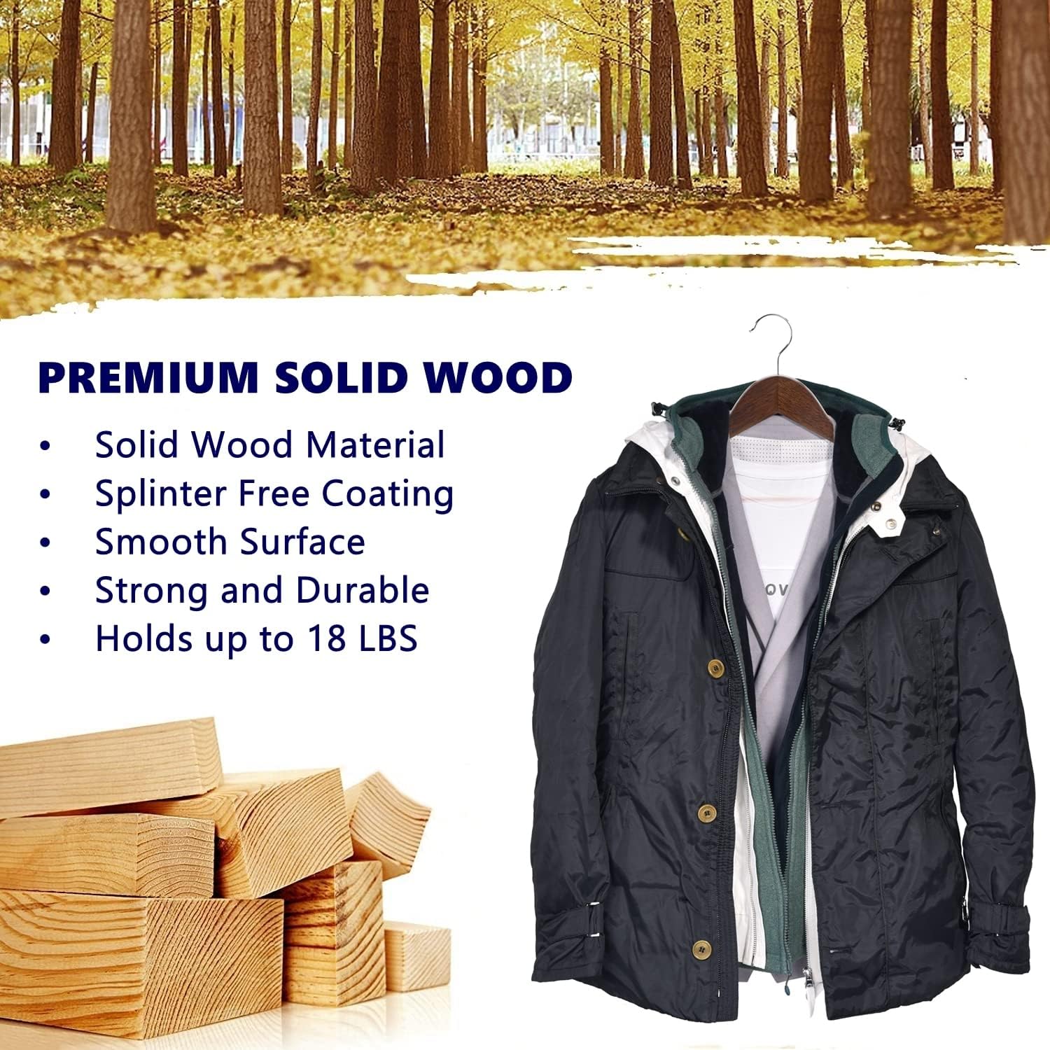 Amber Home 30 Pack Vintage Wooden Coat Hangers, Walunt Wood Suit Hangers with Non Slip Pant Bar (Retro, 30) Amber Home 30 Pack Vintage Wooden Coat Hangers, Walunt Wood Suit Hangers with Non Slip Pant Bar (Retro, 30) - Image 2