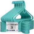 NEATERIZE Ultra Heavy Duty Plastic Clothes Hangers - Aqua - Durable Coat, Suit and Clothes Hanger. Perchas De Ropa (24 Pack - Aqua)