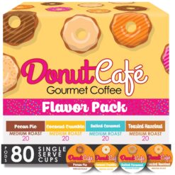 Donut Café - Gourmet Coffee Medium Roast Flavored Variety Pack – 80 Count
