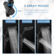 Dual Handheld Shower Head Combo, 2-in-1 Rain Shower Heads System 8 Inch Rainfall Shower Head, Black