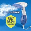 Conair Handheld Garment Steamer for Clothes, ExtremeSteam 1200W, Portable Handheld Design, White/Blue