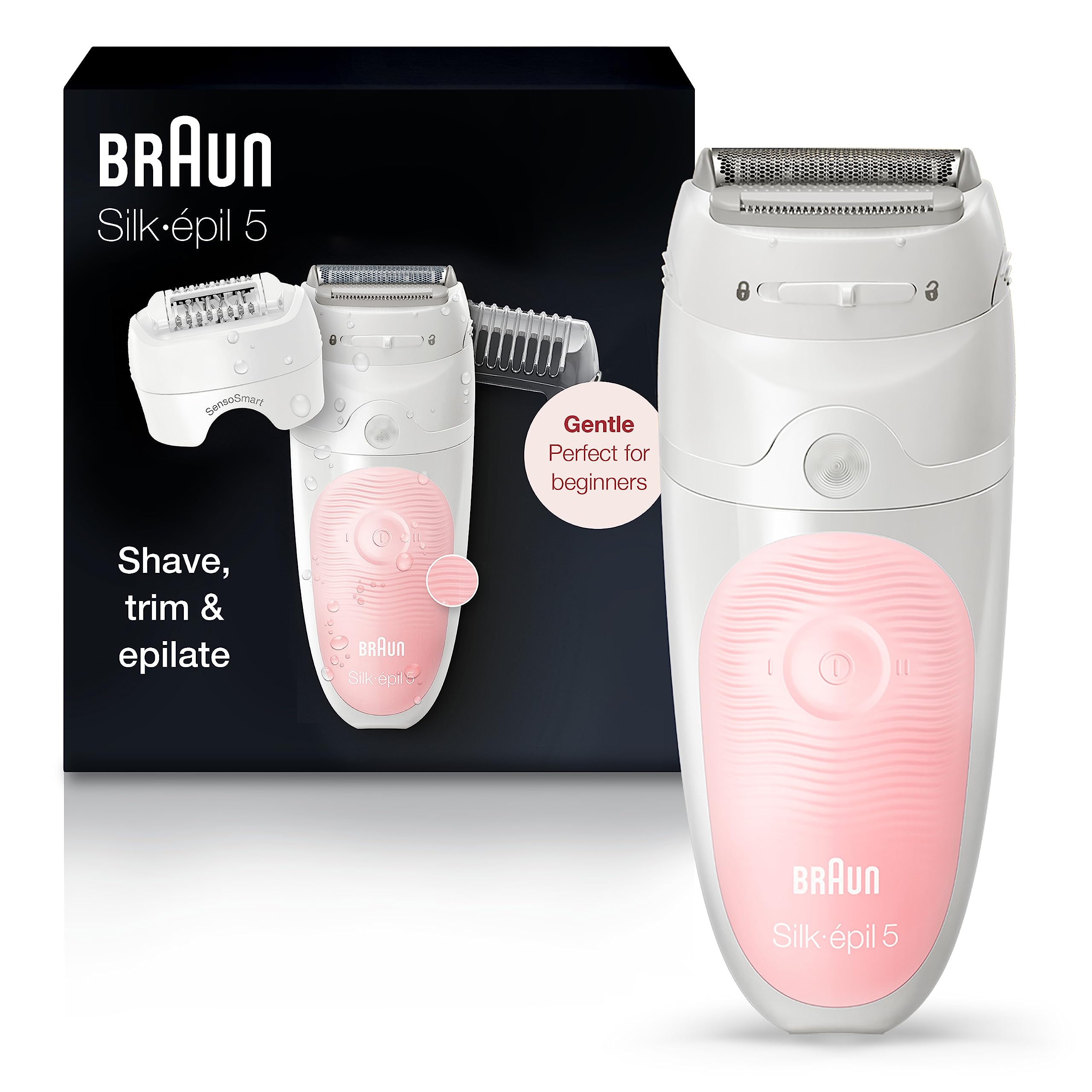 Braun Epilator Silk-épil 5 5-620, Hair Removal Device, Epilator for Women, Shaver & Trimmer, Cordless, Rechargeable, Wet & Dry, 6 Piece Set Braun Epilator Silk-épil 5 5-620, Hair Removal Device, Epilator for Women, Shaver & Trimmer, Cordless, Rechargeable, Wet & Dry, 6 Piece Set