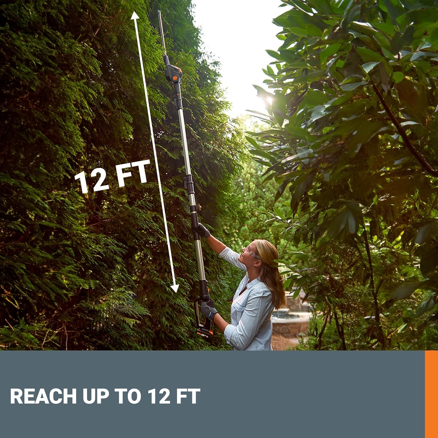 WORX WG252 20V 20" Cordless Hedge Trimmer, Reach Up to 12 Feet, Extended Pole – Battery & Charger Included WORX WG252 20V 20" Cordless Hedge Trimmer, Reach Up to 12 Feet, Extended Pole – Battery & Charger Included - Image 8