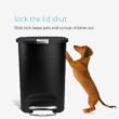 simplehuman 50 Liter, 13 Gallon Semi-Round Kitchen Step Trash Can with Secure Slide Lock, Mocha Plastic