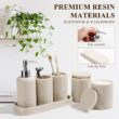YMXYJM Bathroom Accessories Set, 6-Piece Bathroom Accessory Set, Toothbrush Holders Set, Soap Dispenser (Beige)
