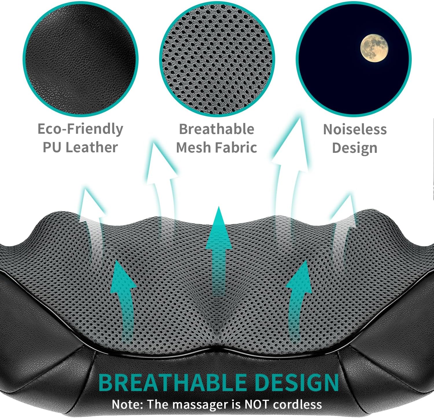 Shiatsu Neck and Back Massager with Soothing Heat, Nekteck Electric Deep Tissue 3D Kneading Massage Pillow Shiatsu Neck and Back Massager with Soothing Heat, Nekteck Electric Deep Tissue 3D Kneading Massage Pillow - Image 6