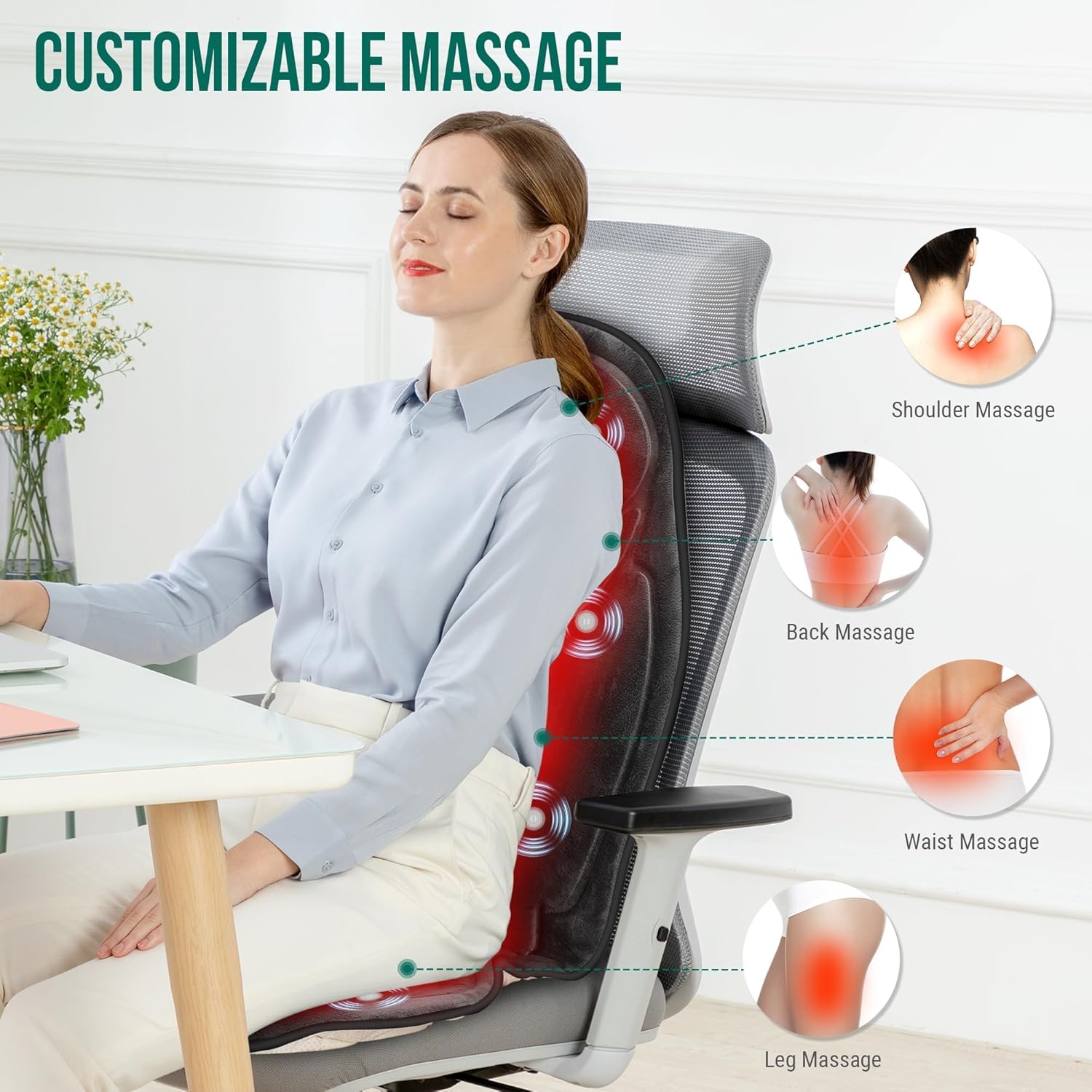 Snailax Vibration Back Massager with Heat, Massage Seat Cushion with 6 Vibrating Motors and 2 Heat Levels Snailax Vibration Back Massager with Heat, Massage Seat Cushion with 6 Vibrating Motors and 2 Heat Levels - Image 6