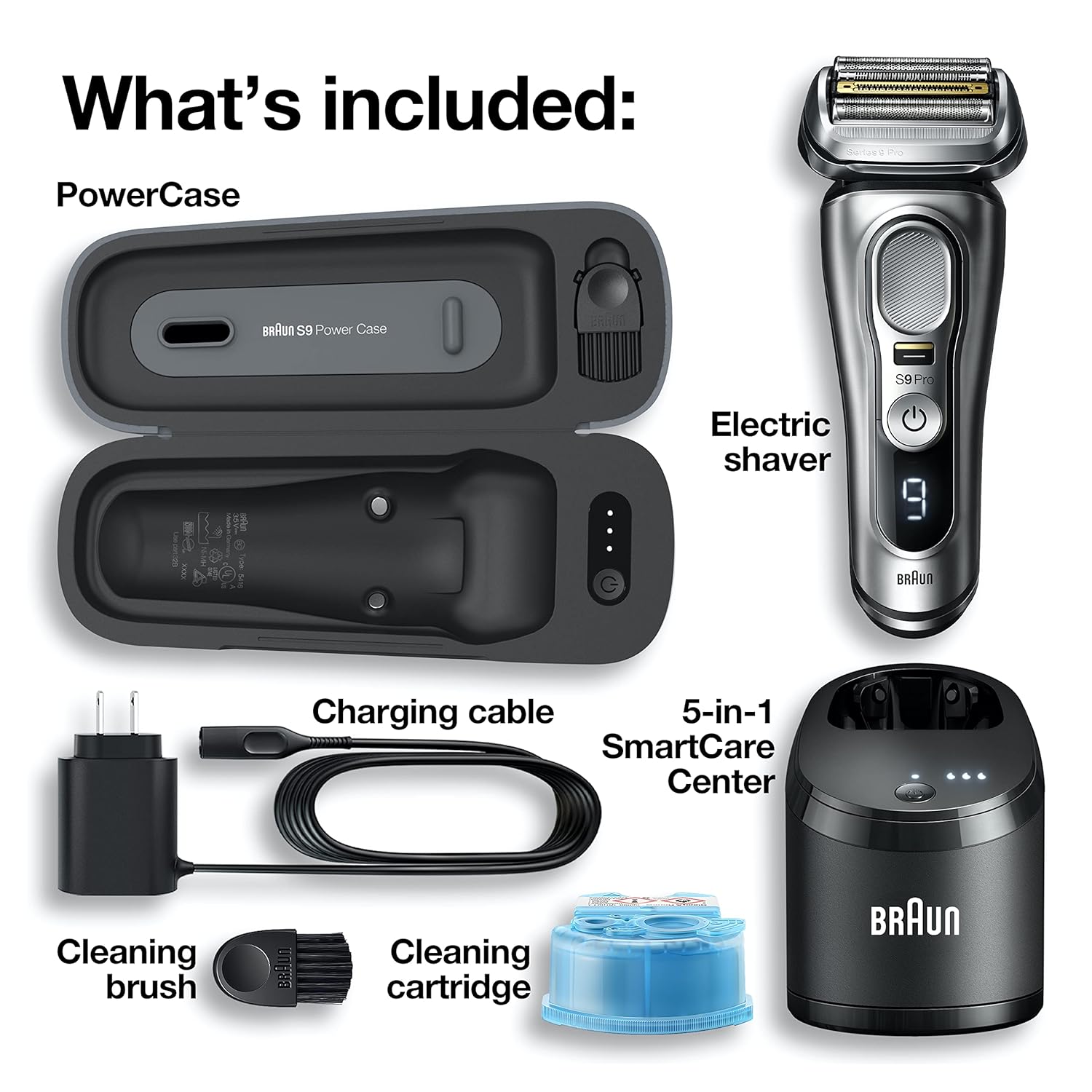 Braun Electric Razor for Men, Waterproof Foil Shaver, Series 9 Pro 9477cc, Wet & Dry Shave, with Portable Charging Case, Silver Braun Electric Razor for Men, Waterproof Foil Shaver, Series 9 Pro 9477cc, Wet & Dry Shave, with Portable Charging Case, Silver - Image 7